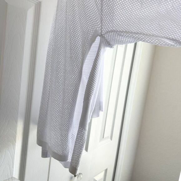 Andrea Jovine Cardigan Women's Size XL White Open Front Side Slits - Picture 5 of 9